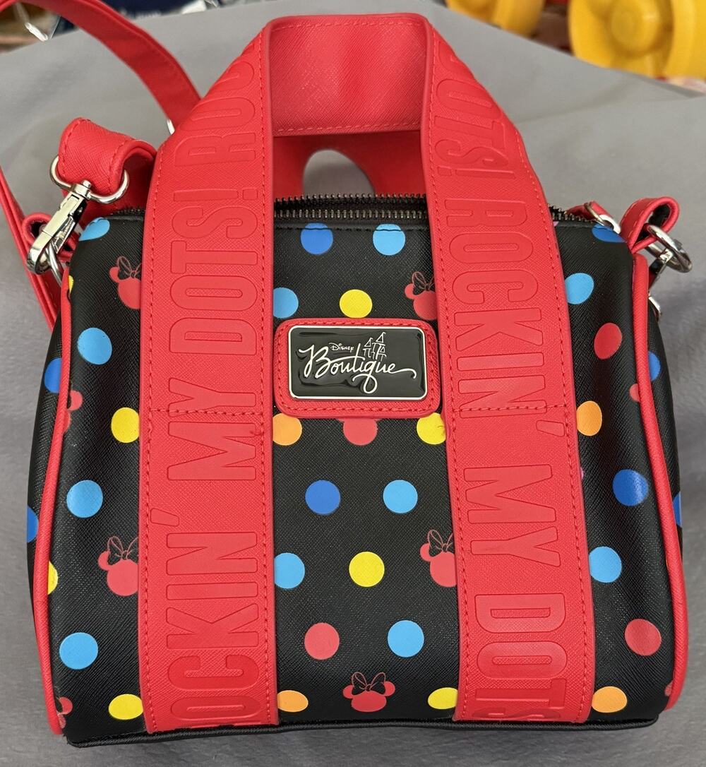 Disney Boutique Minnie Mouse ROCKIN' MY DOTS Satchel Purse Handbag Crossbody Bag